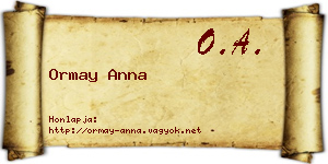 Ormay Anna névjegykártya